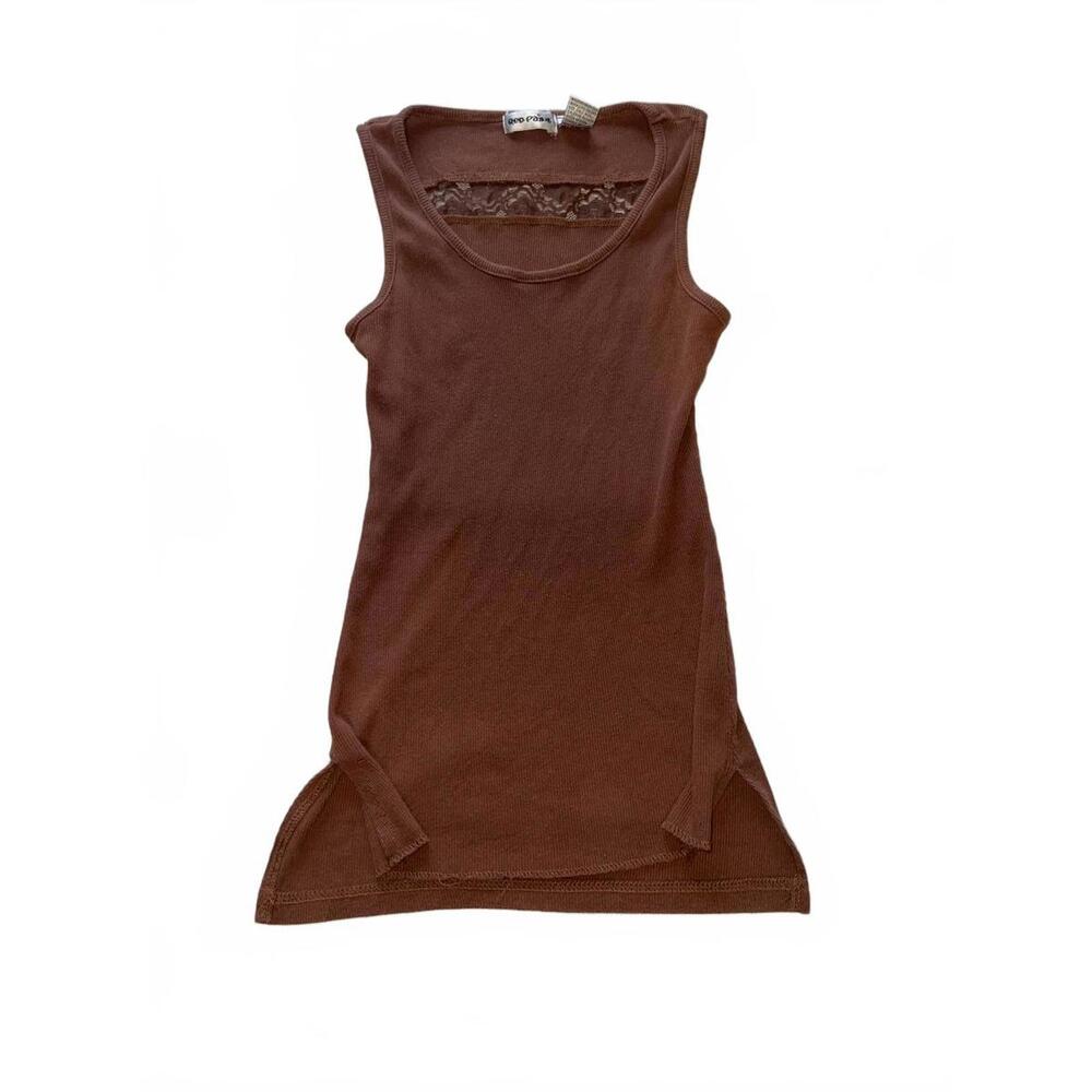 Y2K Red Paint Brown Sleeveless Tank Top Large